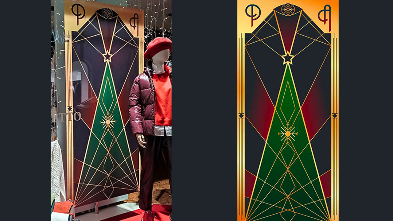 Esempio illustrazione per vetrina negozio abbigliamento