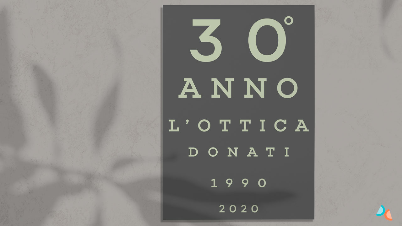 Poster negozio ottica per 30 anni attività