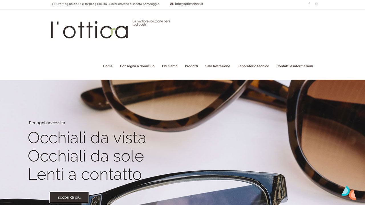 Home page sito web negozio ottica Trento