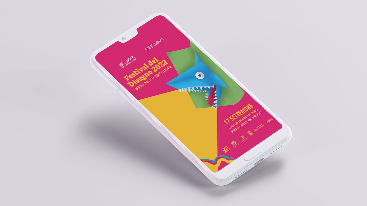 locadina festival disegno 2022 Trento mostrata su smartphone