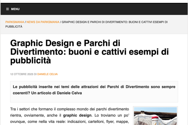 Graphic Design e Parchi di Divertimento: buoni e cattivi esempi di pubblicità – il mio articolo su Parksmania.it